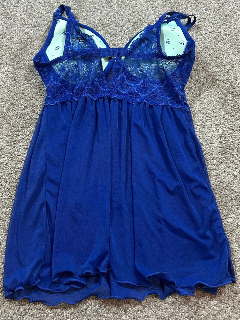 Daisy Fuentes Royal Blue Lace Babydoll Chemise